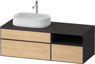 Duravit Zencha Konsolenwaschtischunterbau wandhängend Natur Eiche & Graphit Matt & Supermatt 1300x55 ZE4828030800000