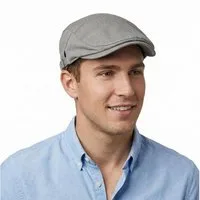 LuxusKollektion Schiebermütze Flatcap Schiebermütze Herren Baumwolle Verstellbar Sommer 55-60 Grau