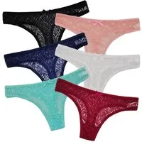 HO-Ersoka Stringtanga Damen Strings Spitze Set 6 Stück Tangas Slips mehrfarbig (6er Set) elastisch
