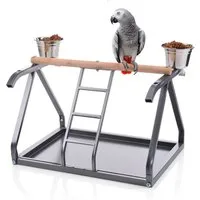 Montana Cages Vogelspielplatz Papageien Tischfreisitz, inkl. 2 Edelstahlnäpfe, Freisitz für Vögel, Antik