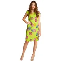 Caspar Sommerkleid SKL033 leichtes knielanges Damen Sommer Leinenkleid mit Punkte Print Luftig leicht, figurumspielende Form, mit seitlichem Jersey-Einsatz