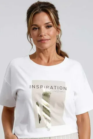 signe nature - T-Shirt mit Frontprint weiß - Gr. - 46