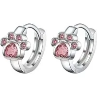 Taffstyle Paar Creolen Süße Ohrringe Kristall Pfoten Edelstahl Pfotenabdruck Creolen Mädchen (Niedliche Ohrringe Hunde & Katzen Creolen Damen Schmuck Geschenke zum Geburtstag Weihnachten Valentinstag Muttertag)
