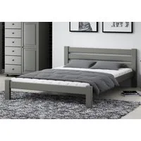 Home Collective Holzbett Einzelbett Massivholz Bett mit Massive Bettbeine & Lattenrost, 210x132x72 cm, Grau