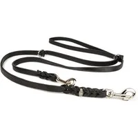 CopcoPet Hundeleine Fettlederleine Hundeleine geflochten dreifach verstellbar, Leder, Führerleine, zum umhängen, pflanzlich gegerbt, verschiedene größen