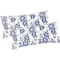 Heubergshop Kissenbezug, (2 Stück), 2er Set 40x80cm 100% Baumwolle Blumen (EW-Blumen-Weiß-40x80)