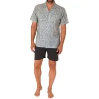 Normann Pyjama Herren kurzarm Schlafanzug Shorty Pyjama zum durchknöpfen