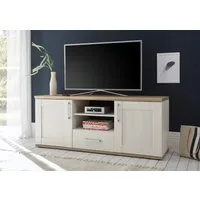 HBZ Lowboard Romance Landhaustil, TV Möbel bis 55 Zoll, BxHxT 143x59x50 cm (1 St), Mit 2 Türen, 2 offene Fächer, 1 Schubkasten