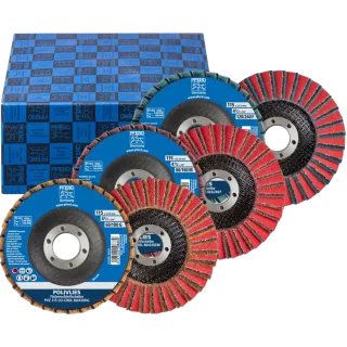 PFERD TOOLS POLIVLIES-Fächerscheiben Set PVZ Keramik 115mm Bohrung 22,23mm CO-COOL60/G,80/M,120/F - 44698008