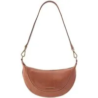 DRAKENSBERG Umhängetasche Half-Moon Bag »Mona« Karamell-Braun, Damen Leder Halbmond Tasche aus Rindsleder, hochwertig, 2 Tragegurten