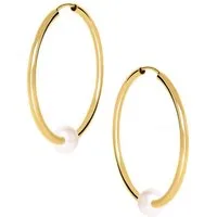 My Gold Paar Creolen Damen Ohrringe mit Perlen Gelbgold 585 Gold (14 Karat) Ø 40mm - Pearly (Set, 4-tlg., inkl. Schmuckbox), Geschenke