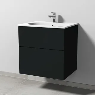 Sanipa 3way Waschtischunterbau zu Geberit Acanto Slim Waschtisch mit 2 Auszügen, Vulkan-Matt SP4101V