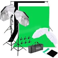 VINGLI Fotohintergrund Professionelles Dauerlicht Set 5500K Regenschirm, Hintergrund Fotostudio Set mit 2M-Stativ für Fotografieren