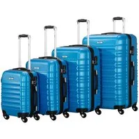 Zelsius Kofferset 4er Set, Blau, ABS Hartschalenkoffer, Zahlenschloss, Innen Trennwand, 4 Rollen