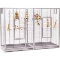 Montana Cages Voliere New Melbourne II, Platinum, Voliere für Finken, Sittiche, kleine Papageien