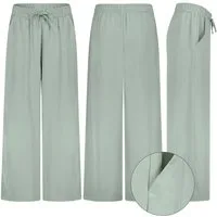 SUBLEVEL Chinos Damen Luftige Sommerhose Freizeit Weit geschnitten Stoffhose Musselin