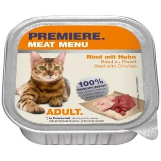 PREMIERE Meat Menu Nassfutter Katze Adult Rind und Huhn 32x100 g