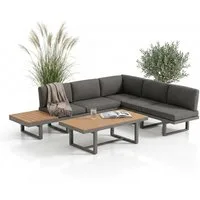 Mucola Gartenlounge-Set Aluminium Sitzgruppe mit Liegefunktion inkl. Kissen & Beistelltisch, (Lounge-Se, 2-tlg., Ecksofa mit integrierter Liegefunktion, Beistelltisch inkl. Kissen), Liegefunktion, Aluminiumgestell, Waschbare Kissenbezüg, Beistelltisc