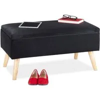 relaxdays Sitzbank Samt Sitzbank mit Stauraum (1-St), schwarz