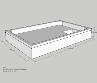 Neuesbad Wannenträger für Kaldewei Duschplan 80x120x6,5 SD21865