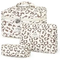 Zaewry Kosmetiktasche 3-teiliges Kosmetiktaschen-Set für Damen, Cord-Kulturbeutel, Kosmetik-Aufbewahrungstasche, Reise-Kosmetiktasche
