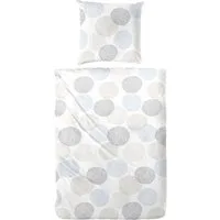 H.G. Hahn Haustextilien Bettwäsche Bettwäsche Soft-Seersucker Kreise blau-beige 135 x