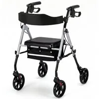 TLGREEN Rollator faltbar, höhenverstellbar & bis159 kg belastbar, sicheres Bremssystem,Unter-Sitz-Ablage,20 cm Rädern für Alltag & Reise