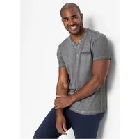 bonprix Henleyshirt Regular fit, Kurzarm, aus Baumwolle, Fade Out Look