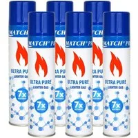 Silver Match Feuerzeug 6x Feuerzeuggas Ultra Pure, 300ml (6-St), Butangas, Nachfüllgas, für Flammbierbrenner, Feuerzeuge