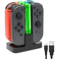 ibettertec Ladestation für Nintendo Switch 4 in 1 Joy-Con Controller Induktions-Ladegerät (Controller-Ladestation, Joy-Con Ladegerät Typ-C Kabel, mit individueller LED-Anzeige, Controller Ladestation Kompatibel mit JoyCons)