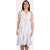 Seasons of April Blusenkleid BUKI MUSSELIN Ärmelloses Damen Musselin Kleid Damenkleid mit Tasseln in Trendfarben
