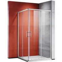 SONNI Eckdusche Duschkabinen Eckeinstieg Doppel Schiebetüren Dusche 70x70 - 120x120, BxT: 70x70 cm, ESG Glas Schnellfreigabefunktion Spritzwasserschutz, Höhe 185 / 195cm