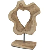 formano Dekoobjekt Deko-Herz 30x50 cm – massives Teakholz-Dekoobjekt im Naturdesign –, 619488 - stilvolle Herz-Dekoration für Wohnzimmer & Flur