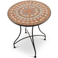 Raburg Gartentisch Mosaiktisch, Balkon- und Terrassentisch, 60 cm Ø, 72 cm hoch, Mayla (rund), liebevolle Handarbeit, Mosaikmuster, schwarzes Metallgestell