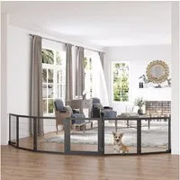 PawHut Hundegitter mit Füßen, klappbar (Absperrgitter für Hund, 1 St., verstellbares Schutzgitter aus Holz), 432 x 70 cm, für Treppen, Türen, Flur, 6 Paneelen, Schwarz