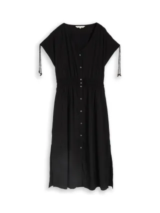 Tom Tailor - Midi-Kleid mit Knopfleiste deep black - Gr. - 40