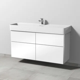 Sanipa 3way Waschtischunterbau zu Laufen VAL Waschtisch mit 4 Auszügen, Weiß-Glanz BS82578