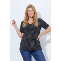 Ulla Popken T-Shirt T-Shirt Hirschgeweih A-Linie V-Ausschnitt Halbarm