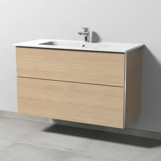 Sanipa 3way Waschtischunterbau zu Duravit ME by Starck Waschtisch mit 2 Auszügen, Eiche-Nordic BR72648