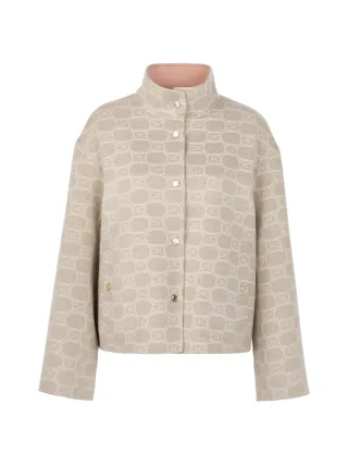 Marc Cain Sports - Wollmix-Wendejacke mit Chain-Logo-Print smoke - Gr. - 36