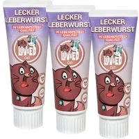 Lov&Ed Lecker Leberwurst für Katzen, 3x 75g, Lebensmittelqualität, Snack für: Katze