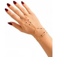 fashionshowcase Armkette Handkette Damen Gold – Fingerring Armband Coin Emaille Handschmuck (1-tlg), mit Fingerring-Schlaufe & Handkette – Sahmeran Coin-Plättchen Emaille