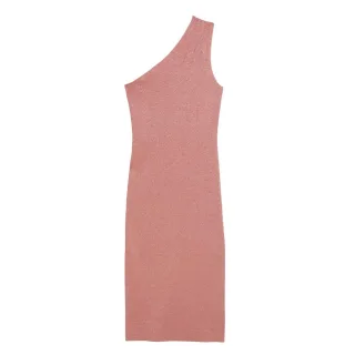 Ted Baker Kaleyy One Shoulder Lurex Strick Midikleid In Hellrosa