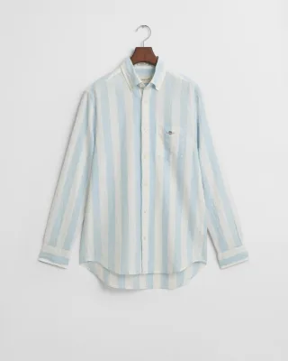 GANT - Regular Fit Hemd aus Baumwolle und Leinen mit Streifen fresh blue - Gr. - XXL