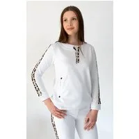 Passioni Freizeitanzug in weiß mit Leopardendetails, wird nicht als Set geliefert