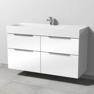 Sanipa 3way Waschtischunterbau zu Kaldewei Silenio Waschtisch mit 4 Auszügen, Weiß-Glanz UF45778