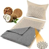 NEOLYMP Akupressurmatte Akupunkturmatte 100% Leinen, Kokosfaserfüllung, Buchweizen (Akupressur matte Akupressurkissen Baumwolldecke, Akupressurmatte, Akupressurkissen, Baumwolldecke), 8000 Druckpunkte, Nagelmatte inkl. Eingewöhnungsdecke, Klettversch