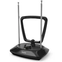 Hama Aktive Zimmerantenne schwarz für DAB+, DAB, DVB-T2, UKW, LED Anzeige Innenantenne (UKW, DAB, DAB+, DVB-T2, für Innenbereich), ringförmig, LTE Filter 5G, einstellbare Verstärkung, TV, Radio