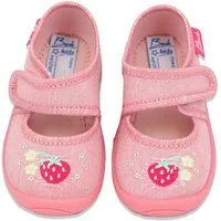 Beck Kleinkind Hausschuhe Little Strawberry Hausschuh (atmungsaktive, leichte, flexible Schuhe, für Kita, Kindergarten, Zuhause) leichte, flexible Laufsohle, Obermaterial + Futter Baumwolle