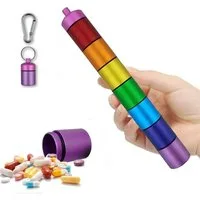 FELIXLEO Drogen-Schnelltest Tablettenbox 7 Tage Aluminium Pillenbox Wasserdicht mit Karabiner, 1-tlg.